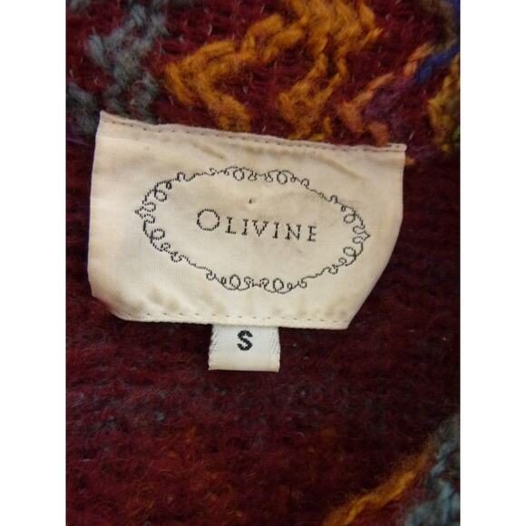 Boho Olivine Button Down Mountain Cabin Country Jacket Maroon Weave Small S - Picture 5 of 5